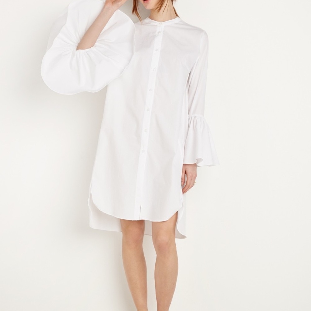 COCO’S KISS • White Bell Sleeve Button Down Shirt Dress • size S